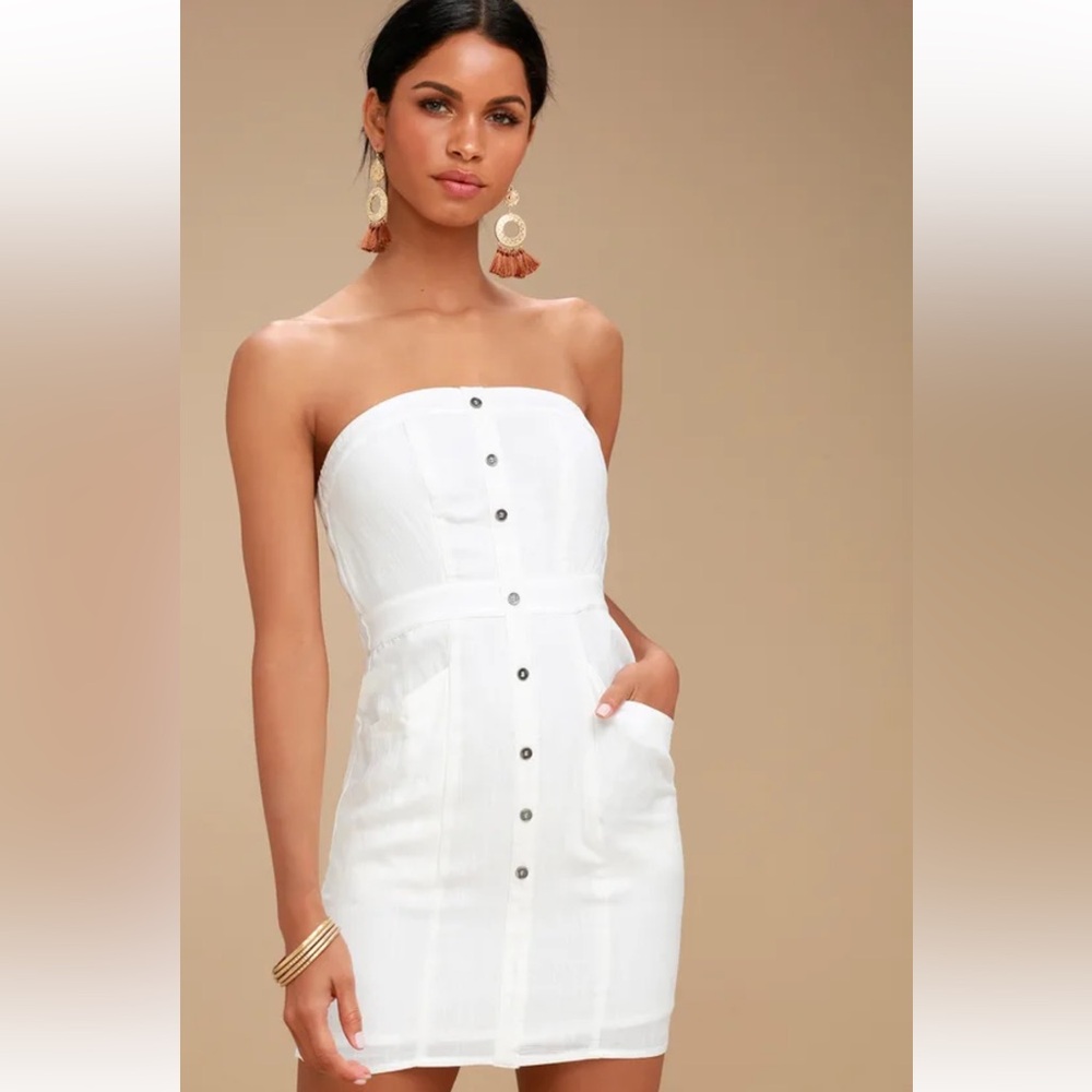 Lulus Make You Mine Strapless Mini Dress in White